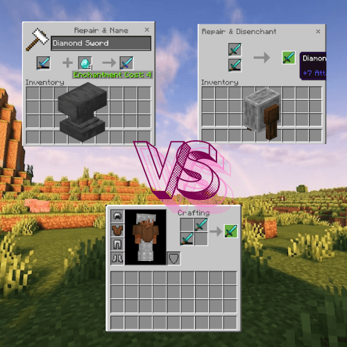 Picture of repairing methods in Minecraft