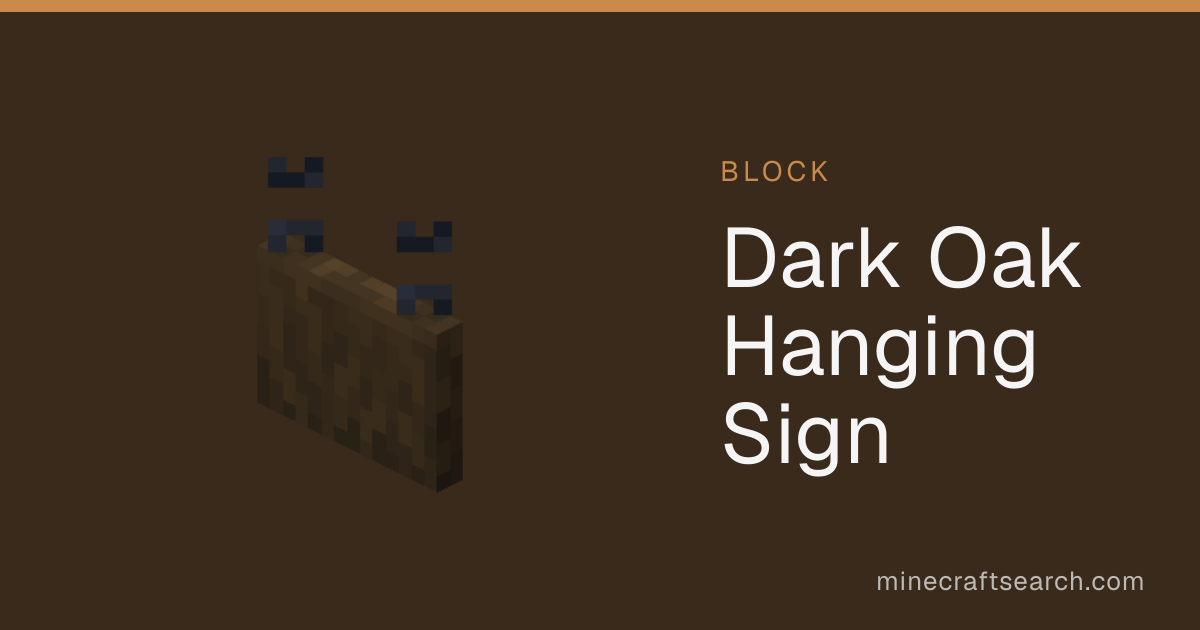 Pancarte suspendue en chêne noir dans Minecraft